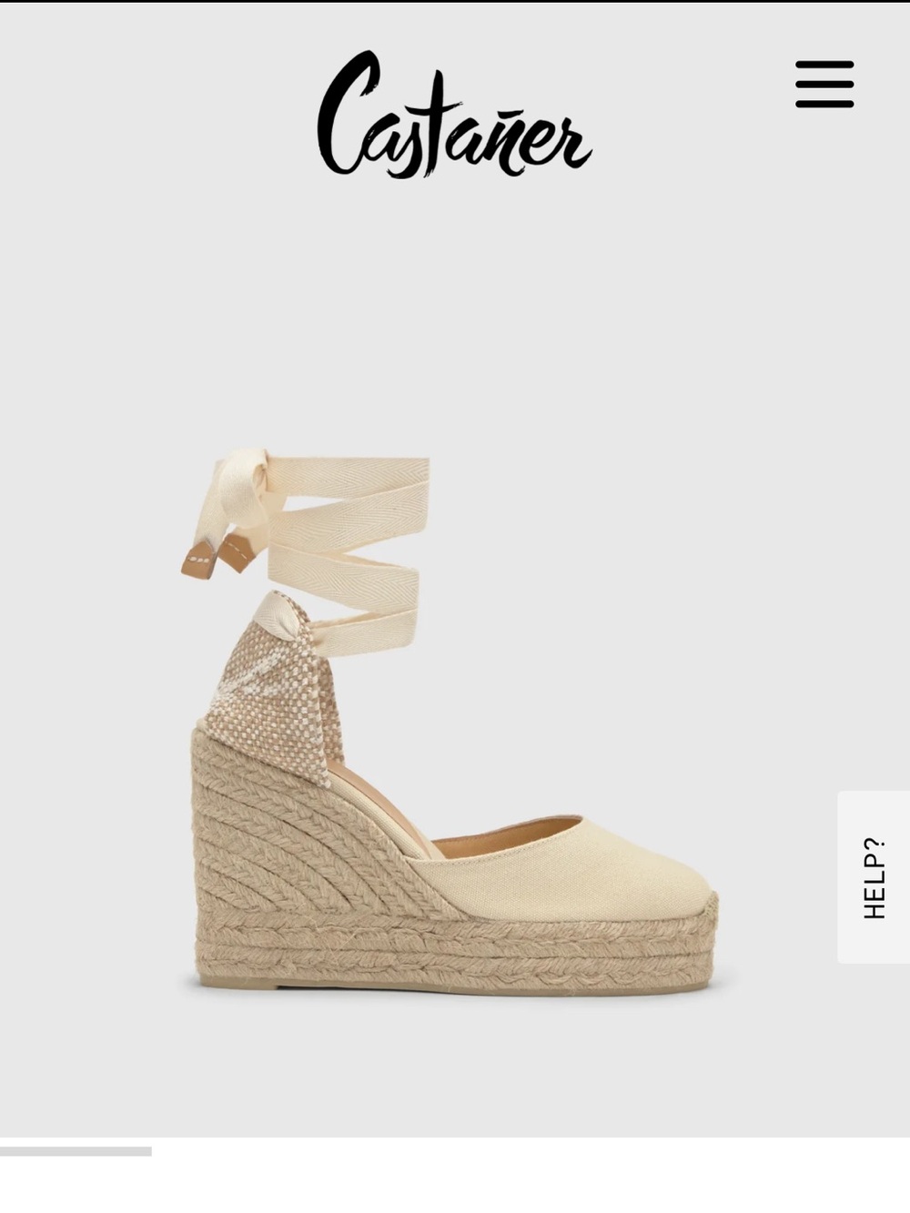 Castaner Cream Espadrille Wedge with Ankle Wrap